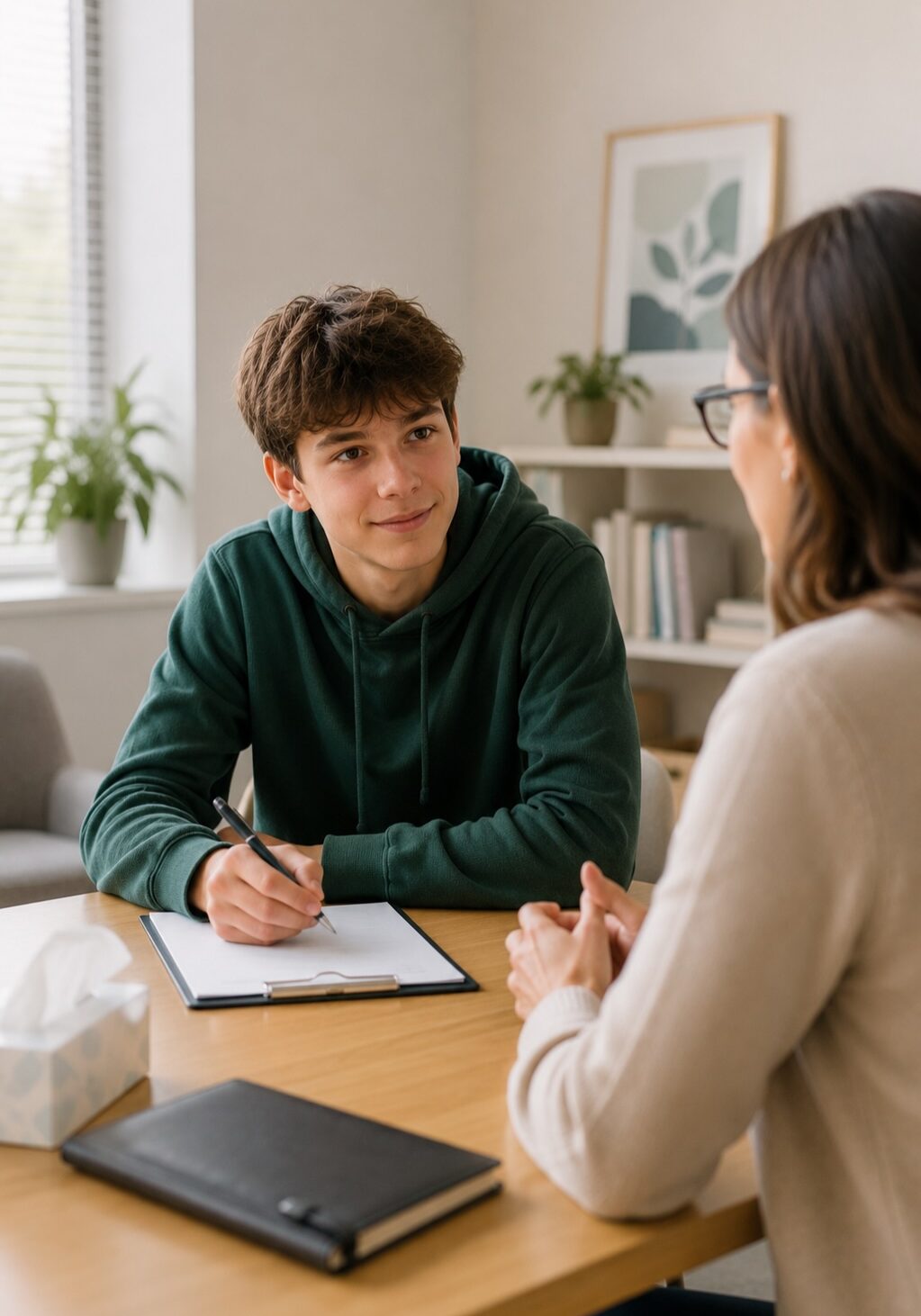 Teen participating in an ADHD assessment with a registered psychologist at Chisholm Centre in Oakville